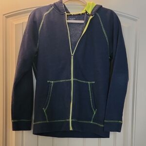 Navy Blue Hoodie with Neon Accents